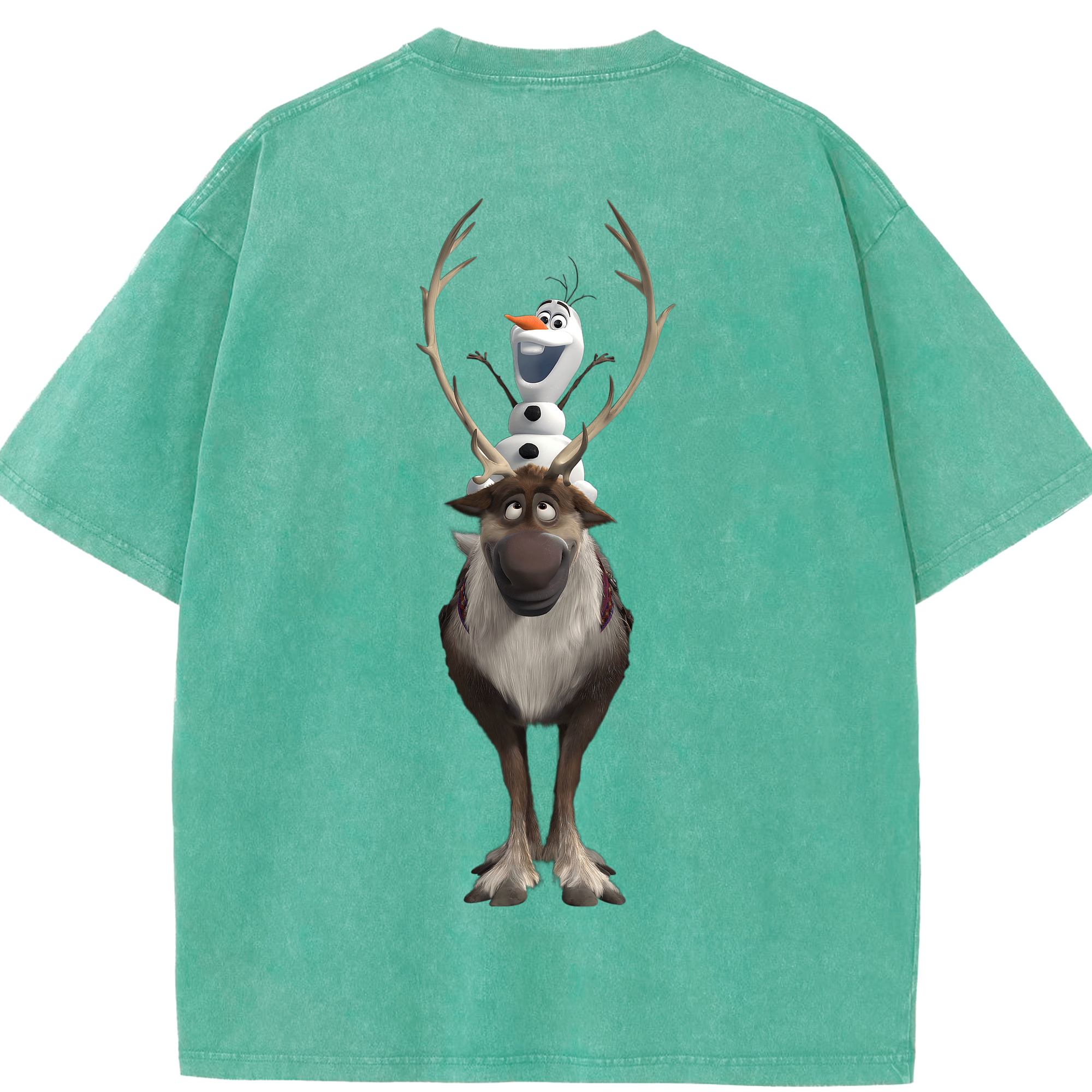 （画像用） アナと雪の女王 アンナ エルサ Frozen Anna Elsa 綿100% ヴィンテージ風 半袖Tシャツ（背面プリント）